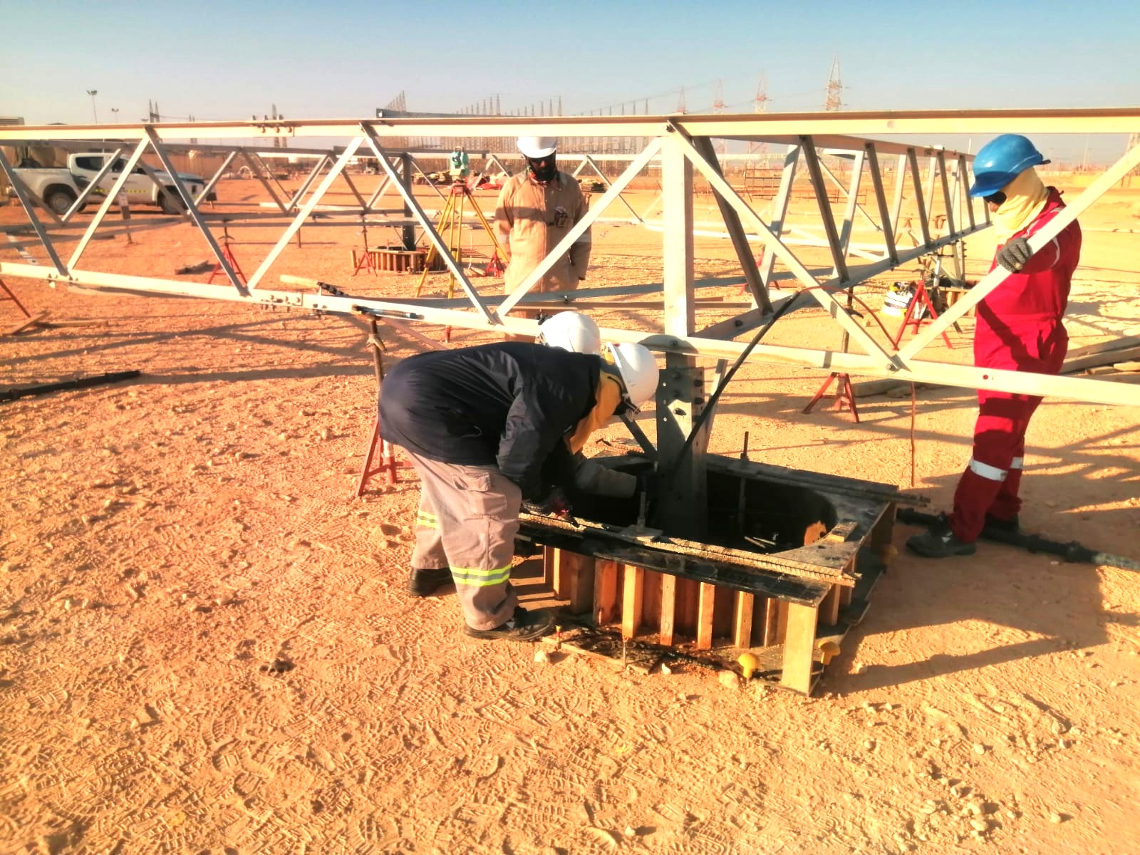 132 kV OHL Tower Installation